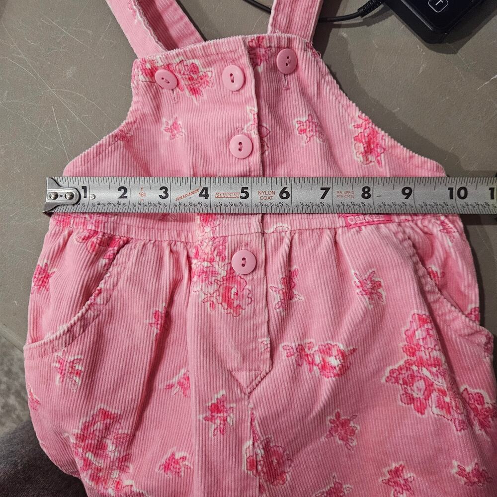 Vintage Oshkosh Bgosh Pink Corduroy Floral Overalls Size 12 Month - Picture 3 of 7